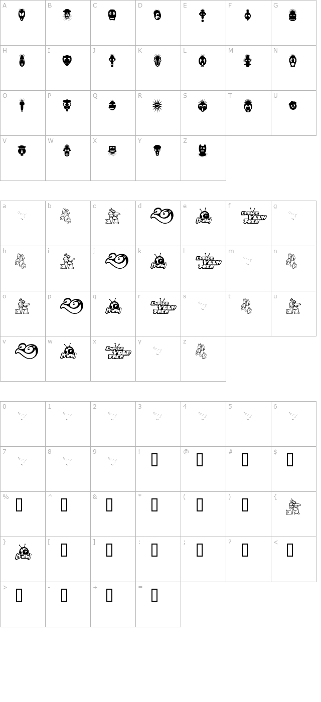 26Faces character map