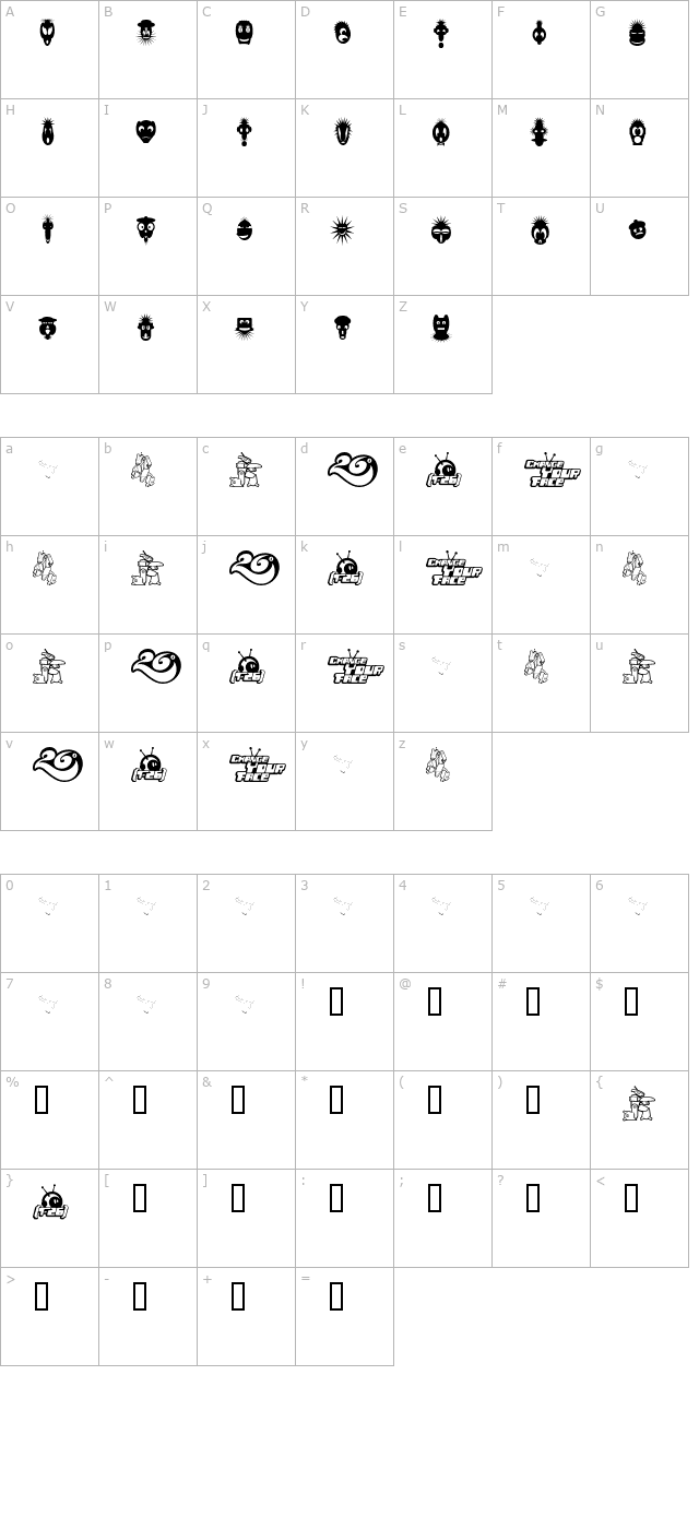 26faces character map