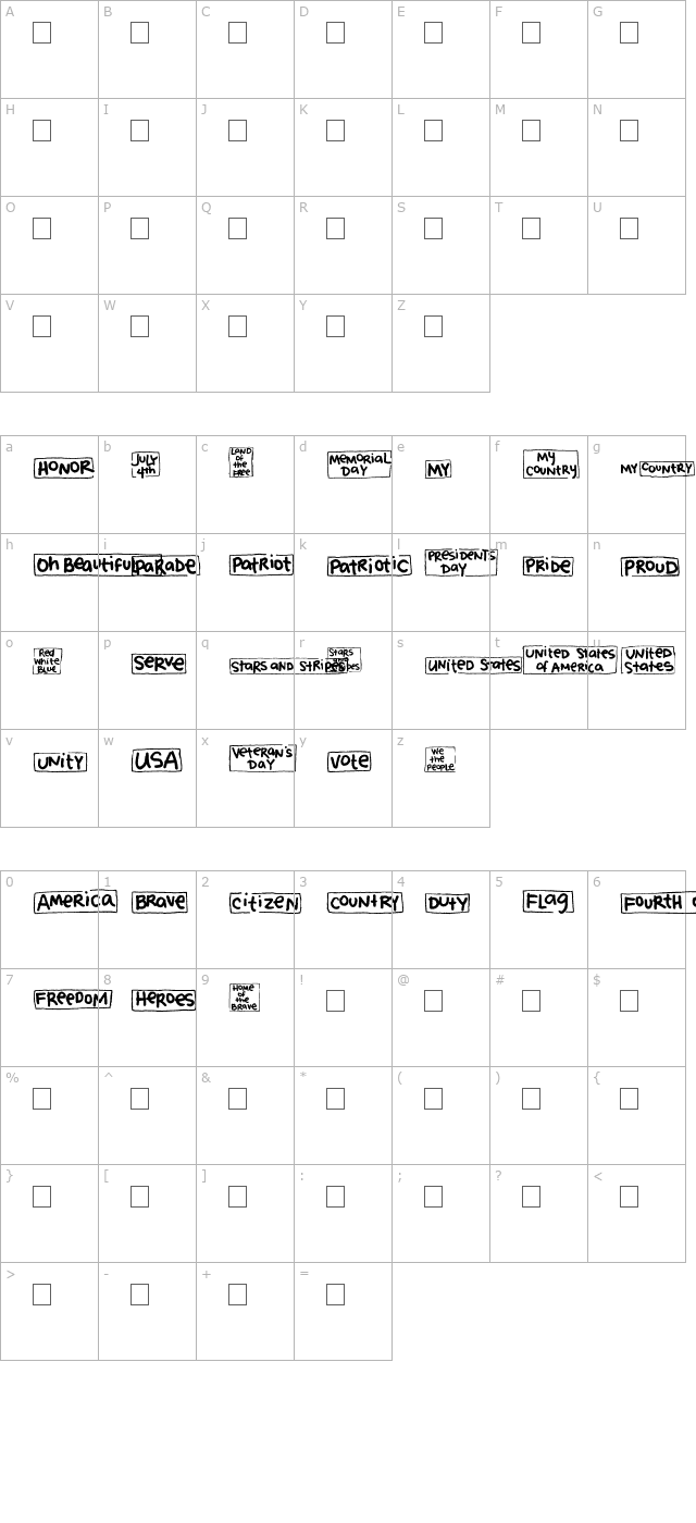 2peas-blocks-americana character map