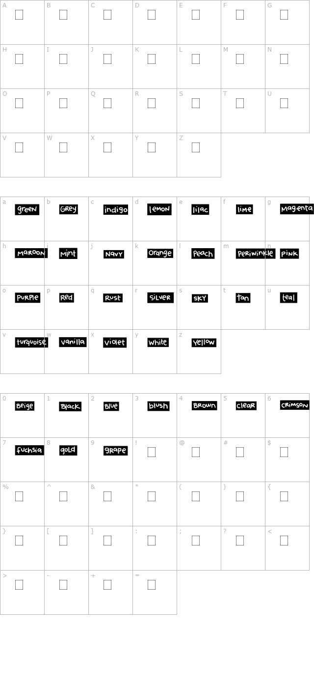 2Peas Blocks - Colors character map