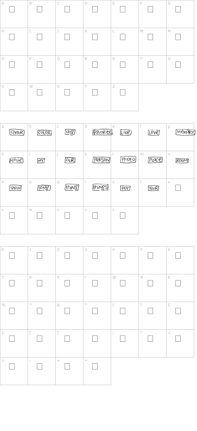 2Peas Blocks - Favorites character map