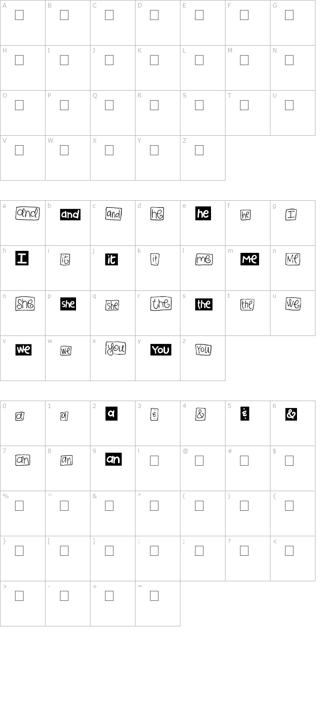 2Peas Blocks - Little Words character map