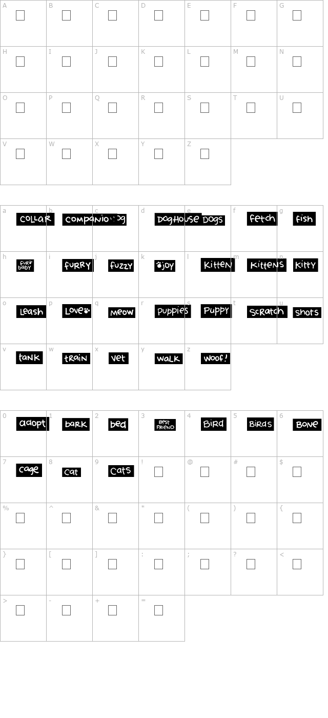 2Peas Blocks - Pets character map