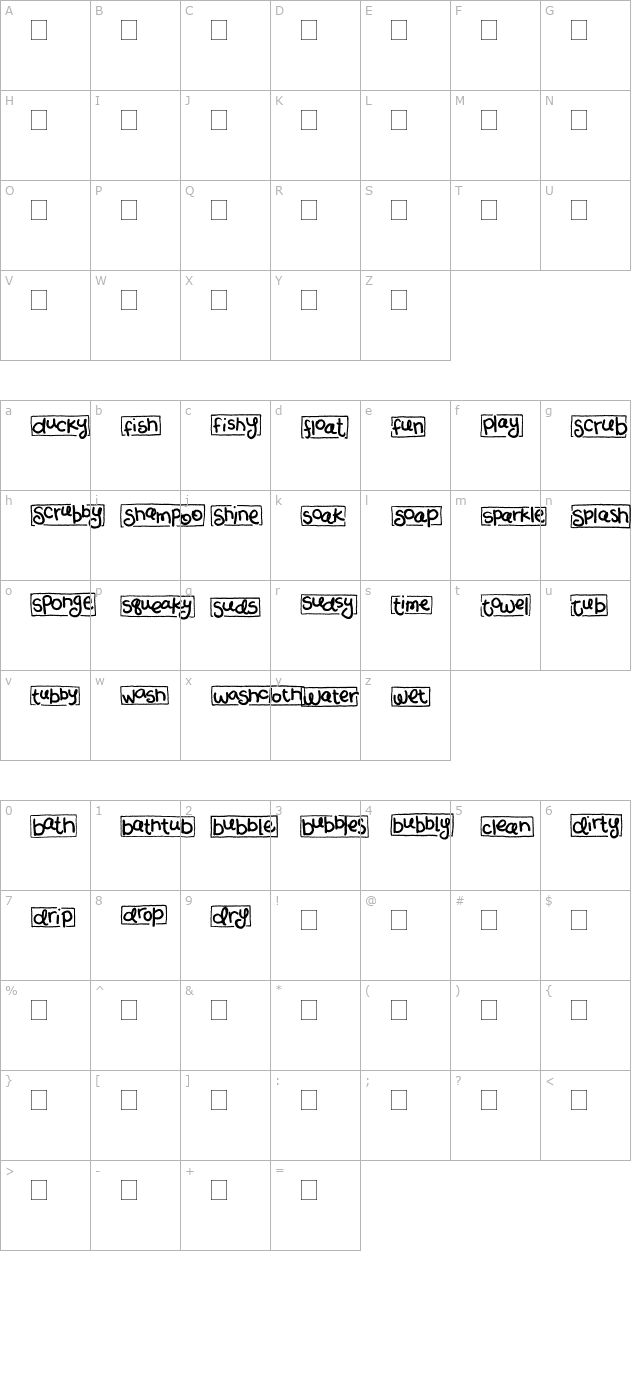 2Peas Blocks - Tub Time character map