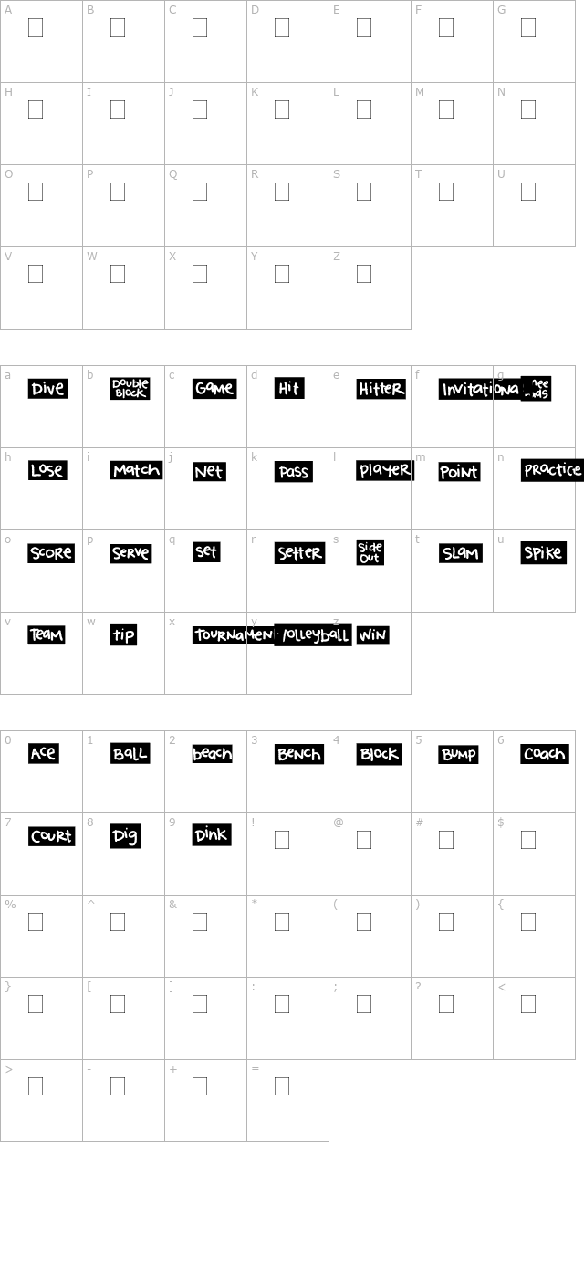 2Peas Blocks - Volleyball character map