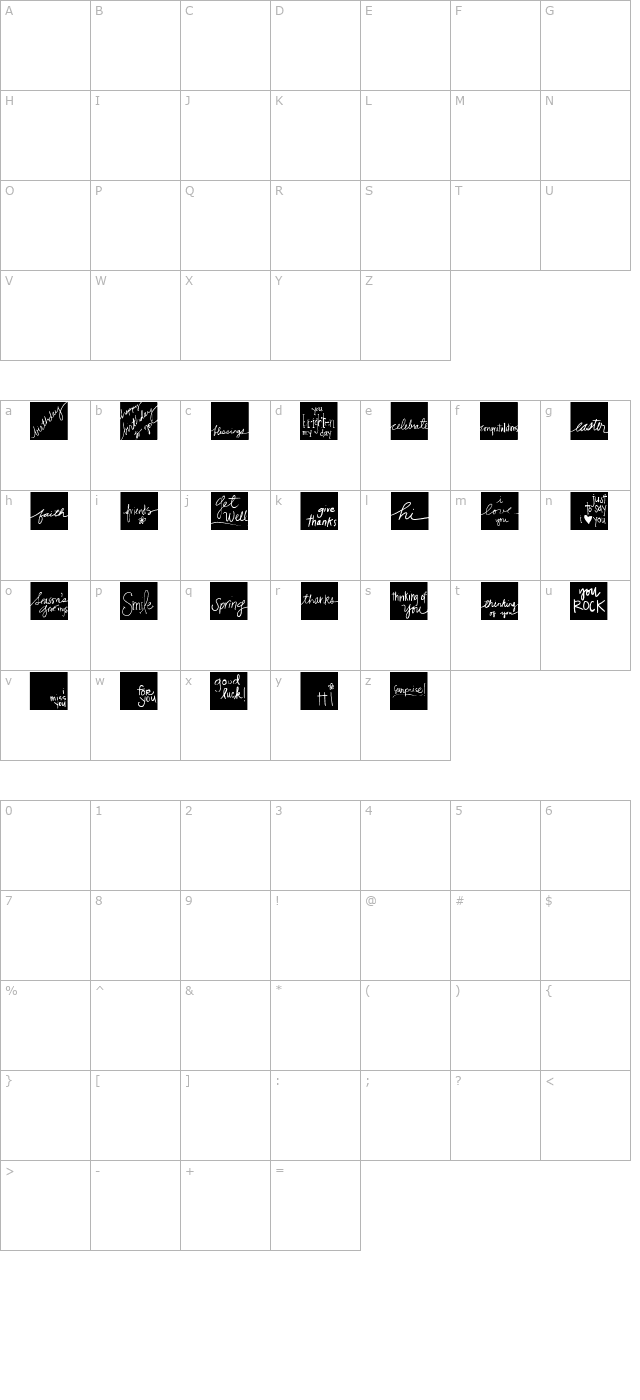 2peas boxed greetings character map