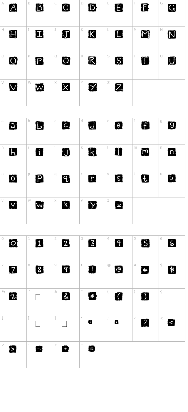 2peas-distressed character map