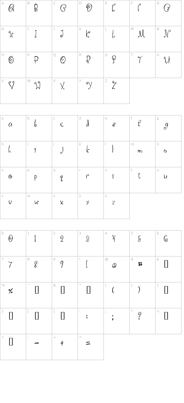 2Peas DW Curls and Swirls character map