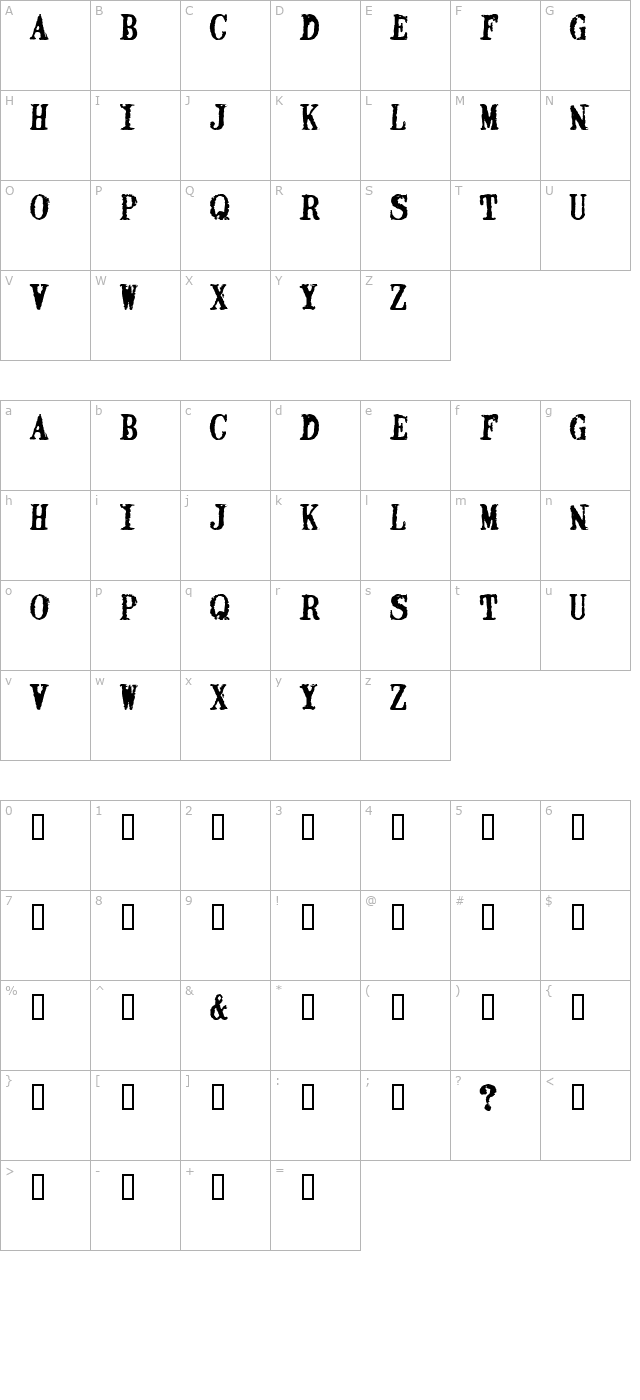 2Peas DW Stamped character map