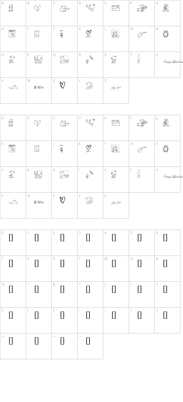 2Peas DW Sweet Hearts character map