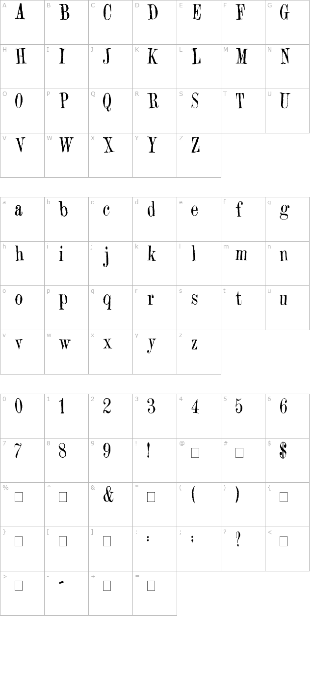 2peas-evergreen character map