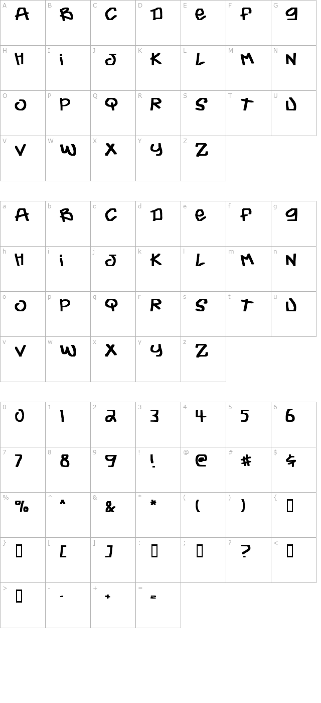 2Peas Extreme character map