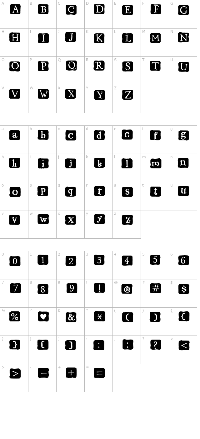 2Peas Flea Market Block Irreg character map