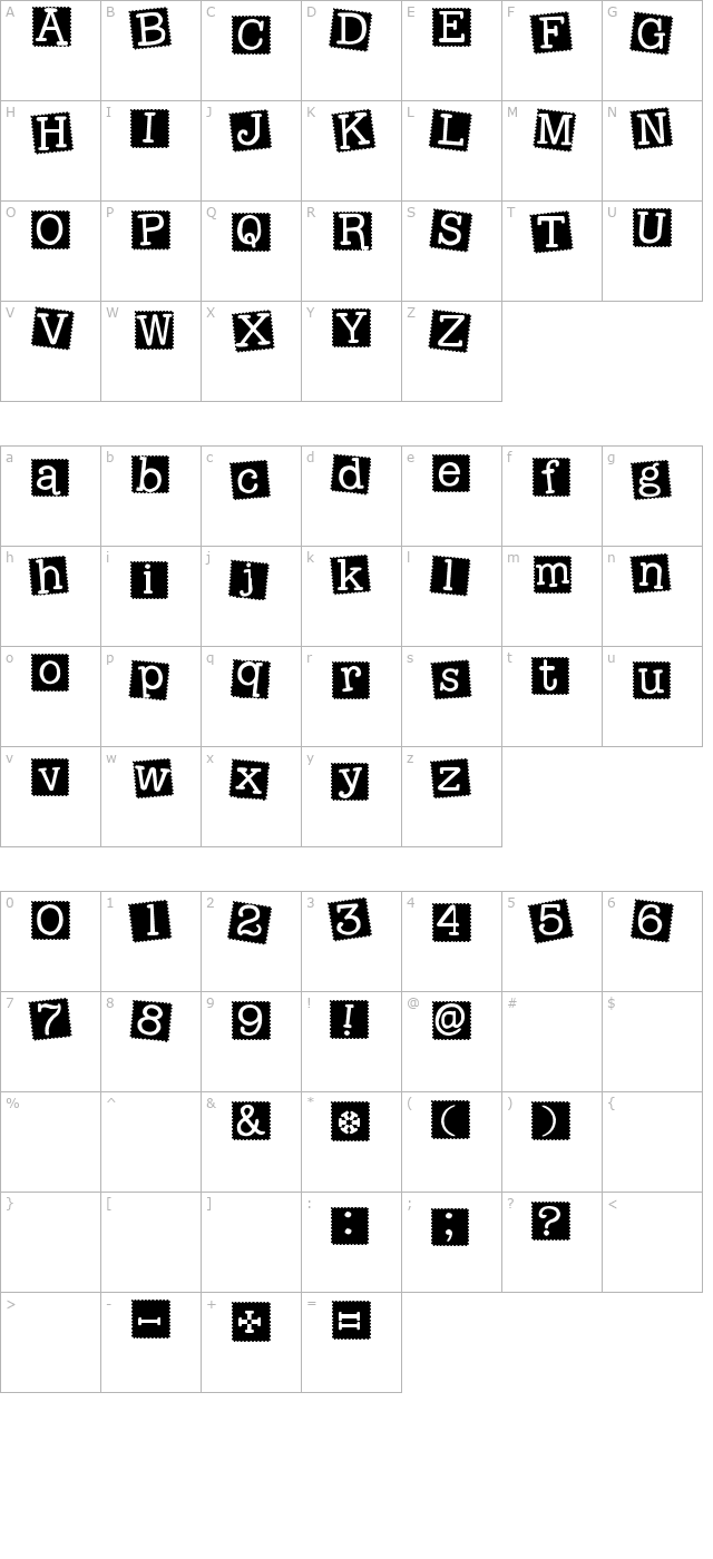 2Peas Gone Postal character map