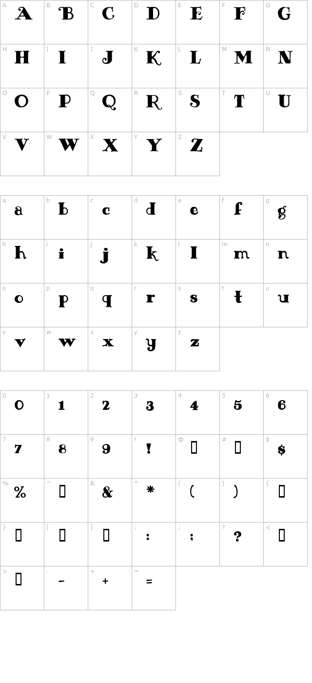 2peas-menagerie character map