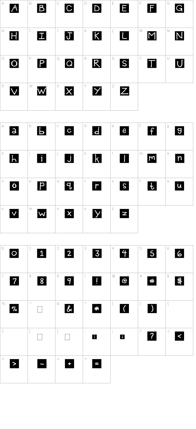 2Peas Packed in a Suitcase character map