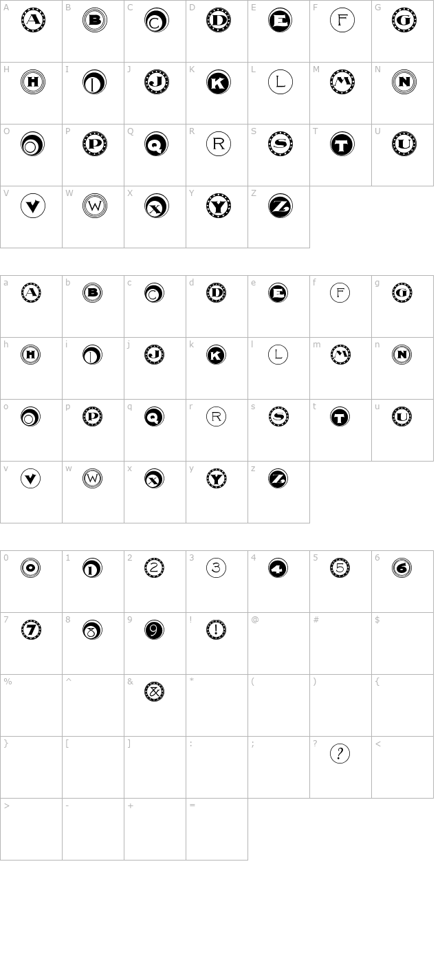 2Peas Ring Around character map