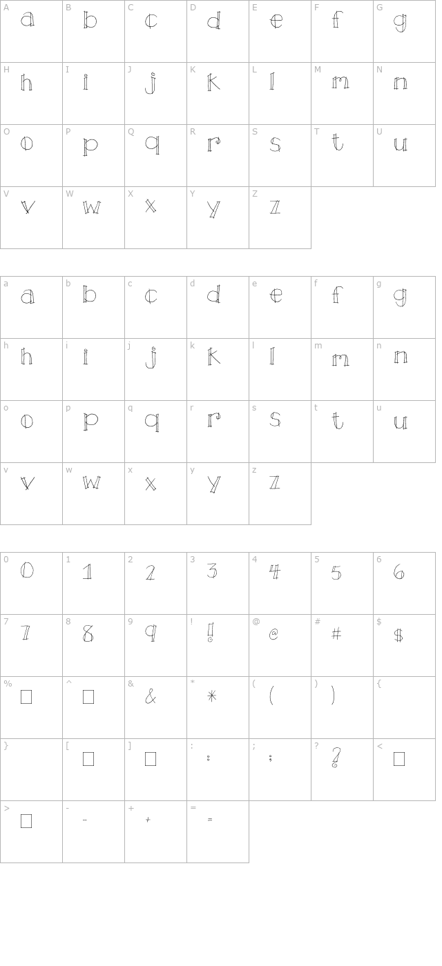 2Peas Rustic character map