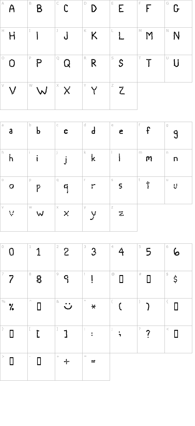 2peas-stamped-out character map