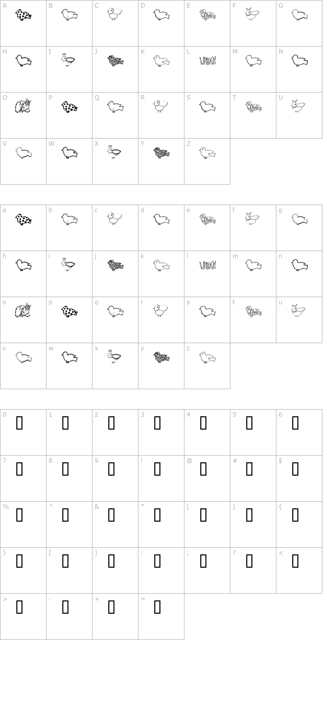 2Peas Urban Birdies character map