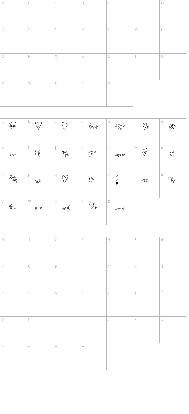 2peas-valentine character map