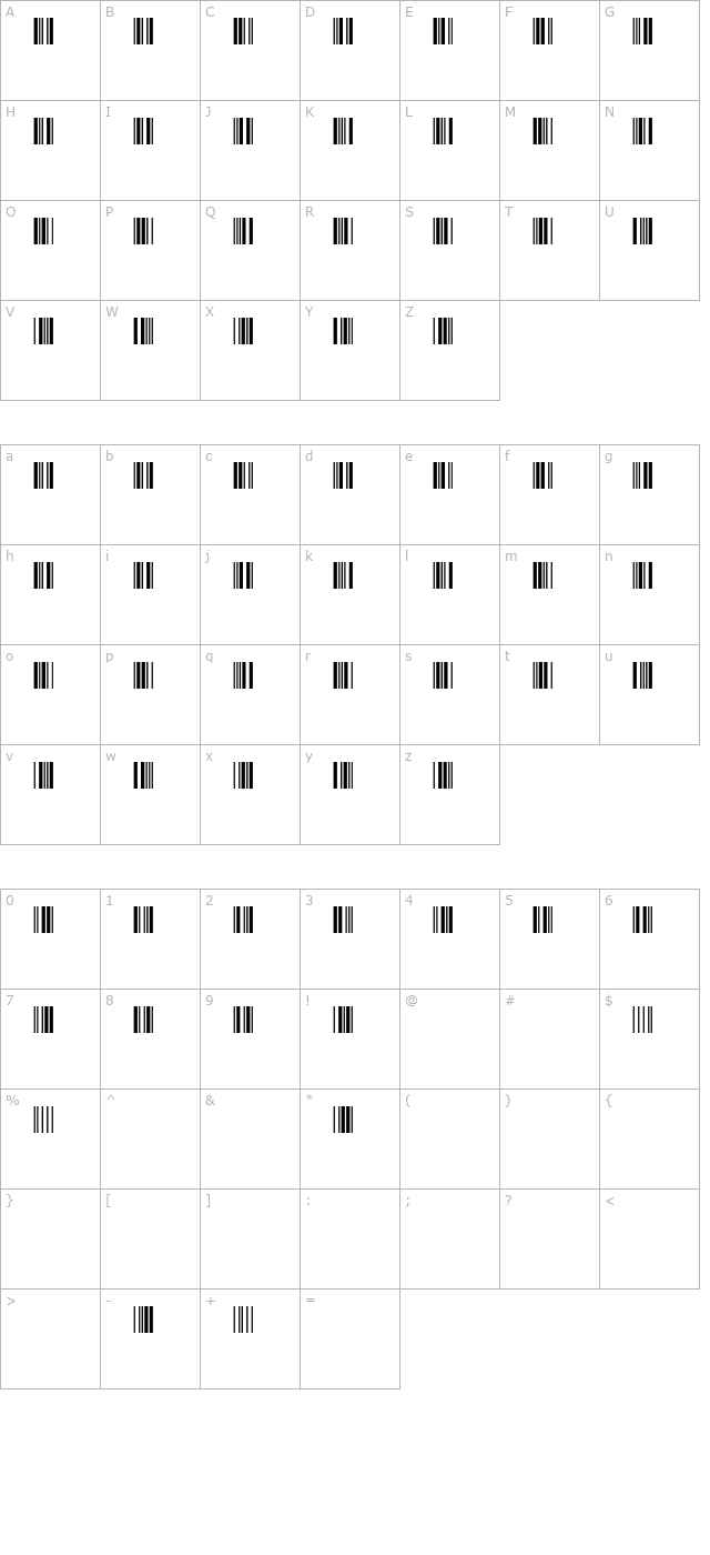 3-of-9-barcode character map