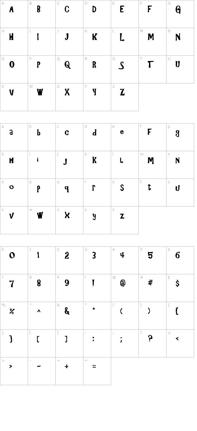 3HourTour Bold character map