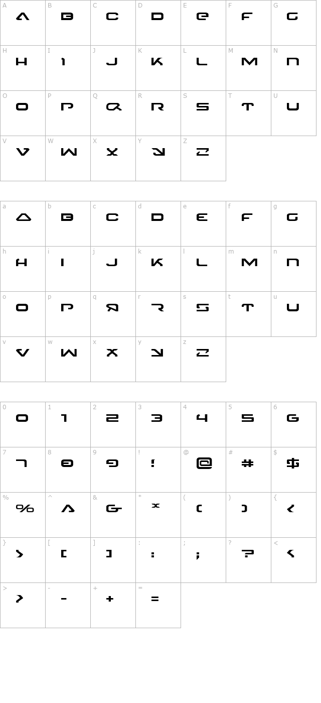 4114 Blaster Expanded character map