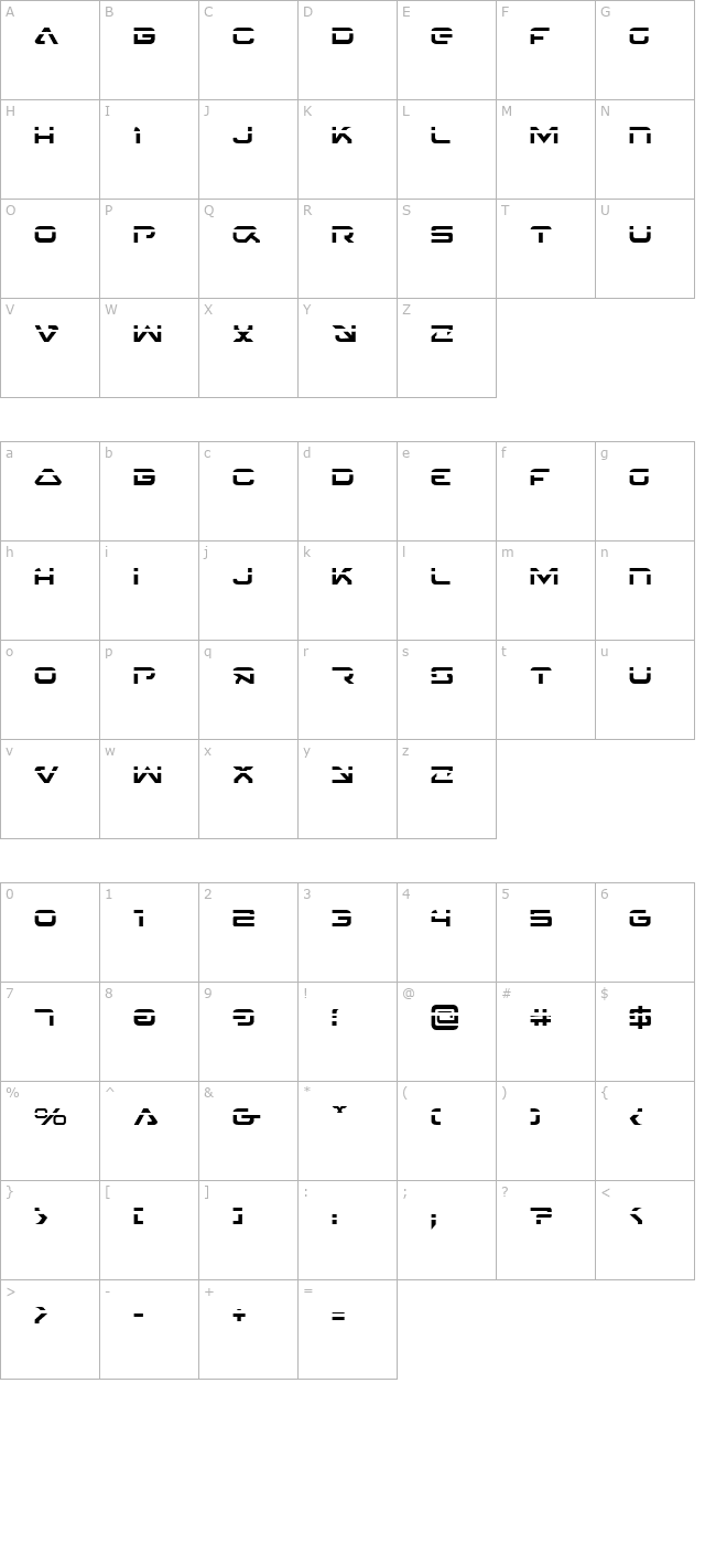 4114 Blaster Laser character map