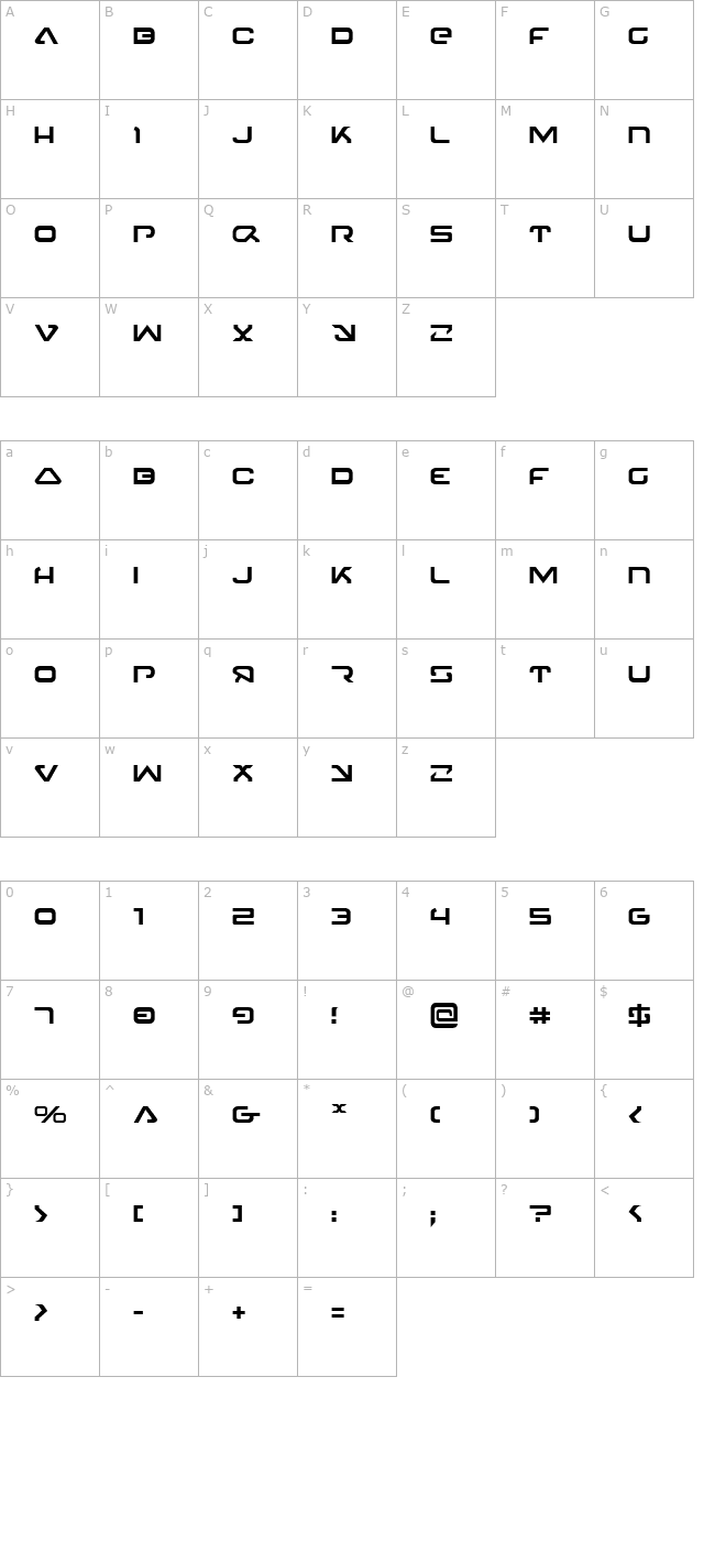 4114 Blaster character map