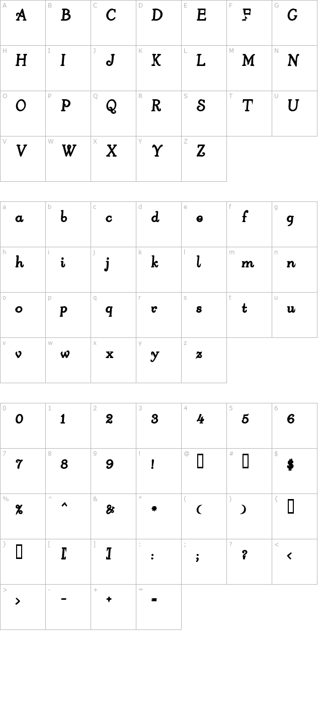 4armjoltscriptextrabold character map