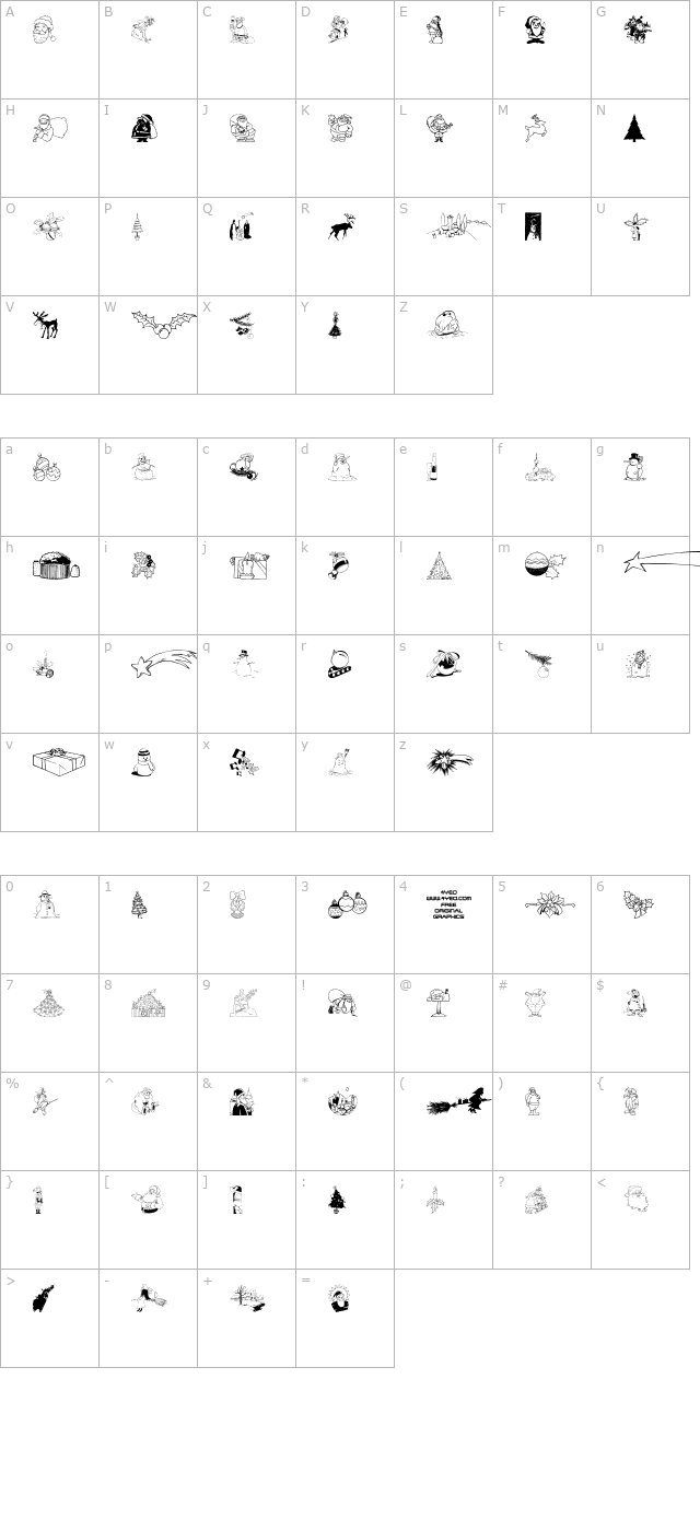 4YEOXMAS character map