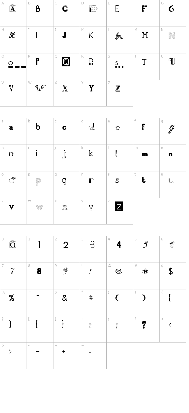 50 Fonts 2 character map