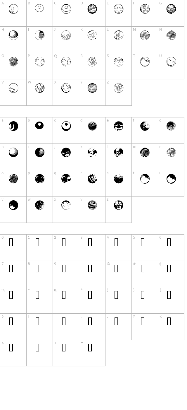 52-sphereoids character map