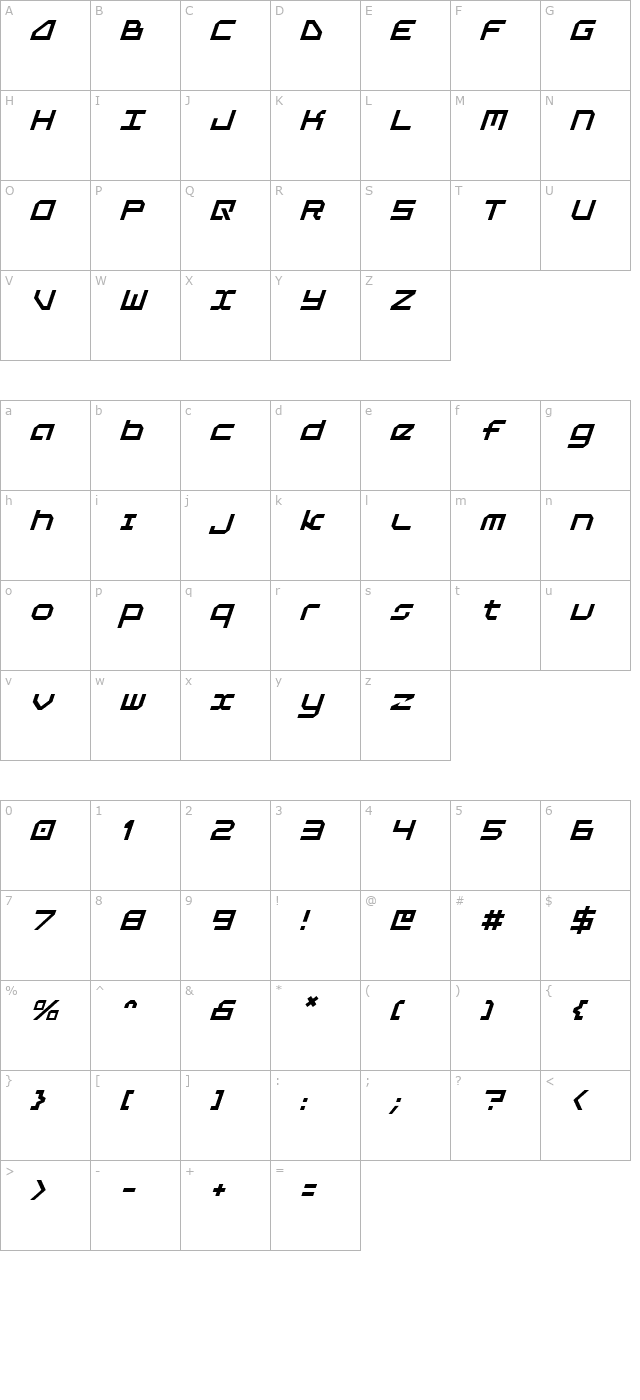 5th-agent-italic character map