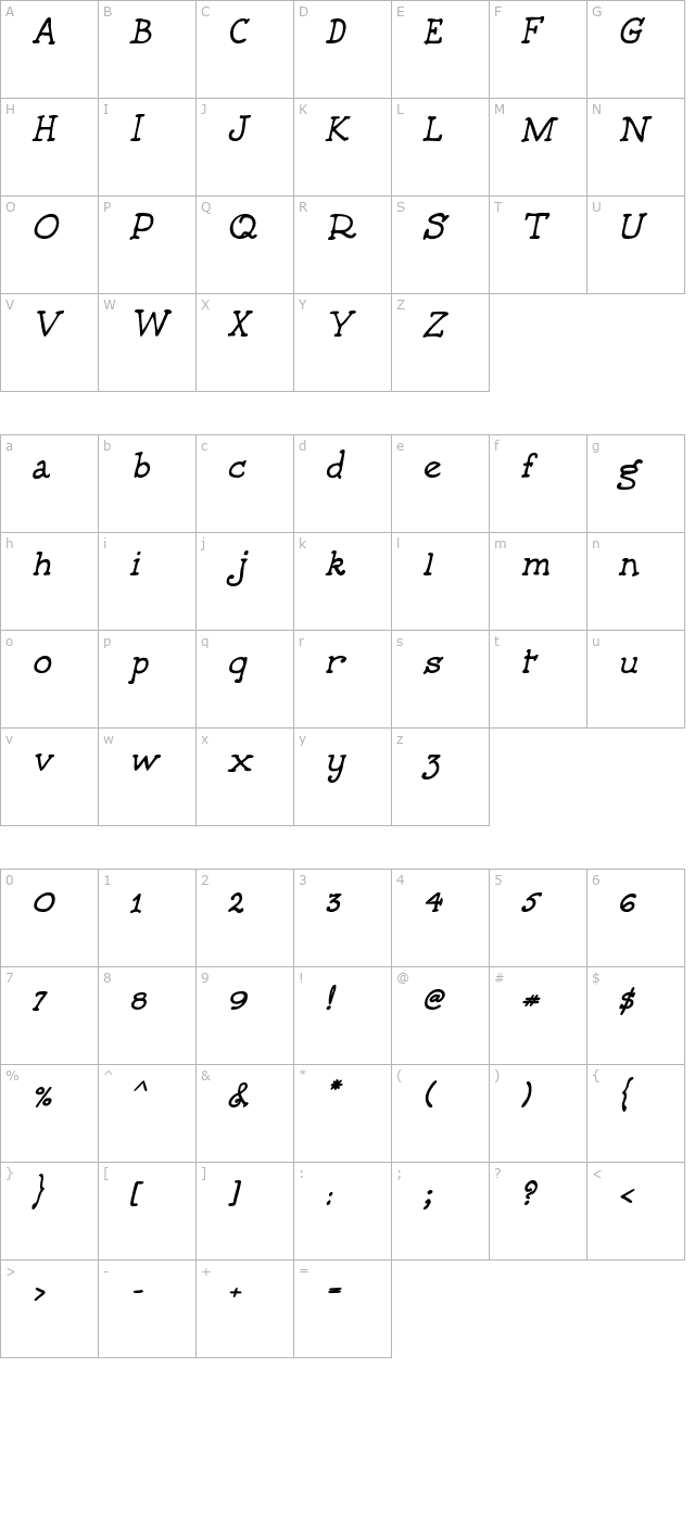 5thgrader-bold-italic character map