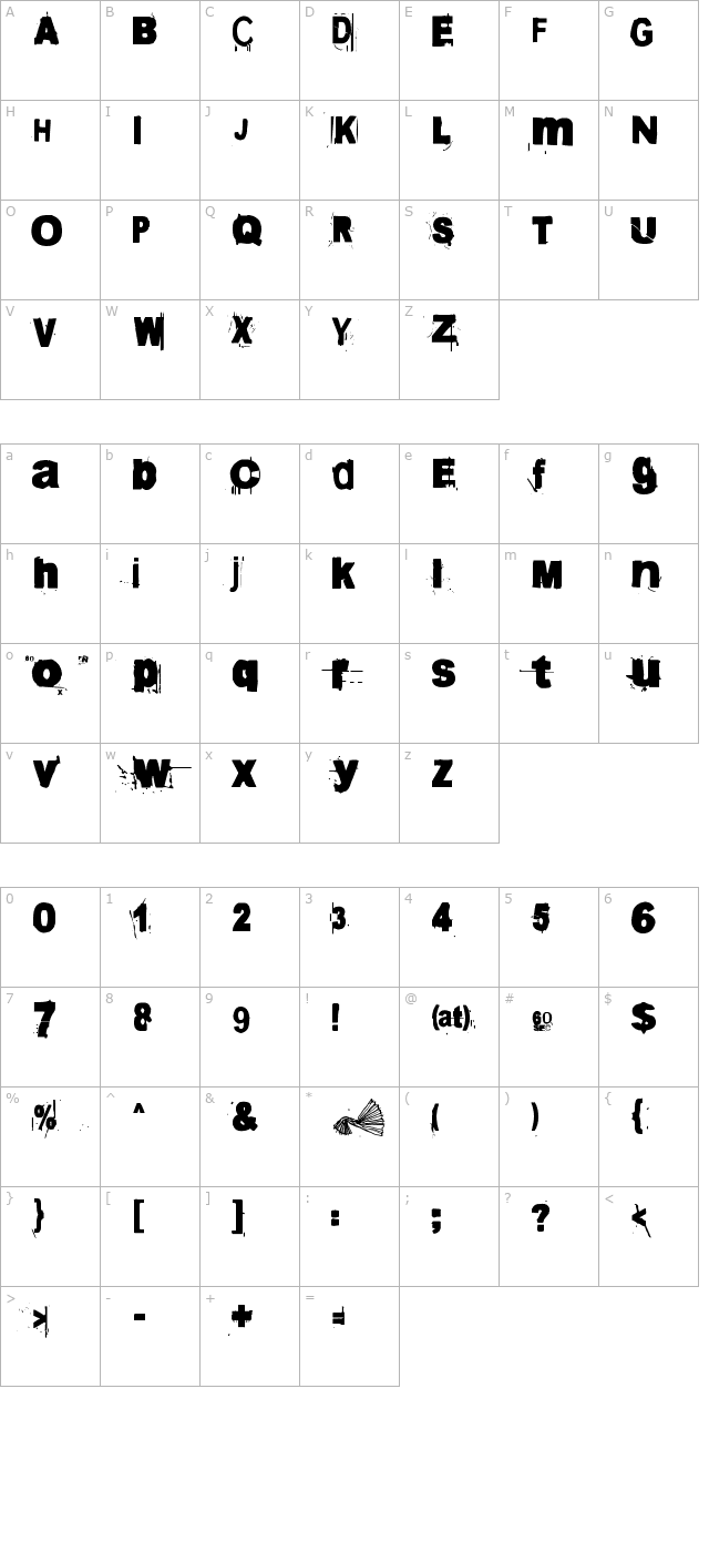 60 Sekuntia character map