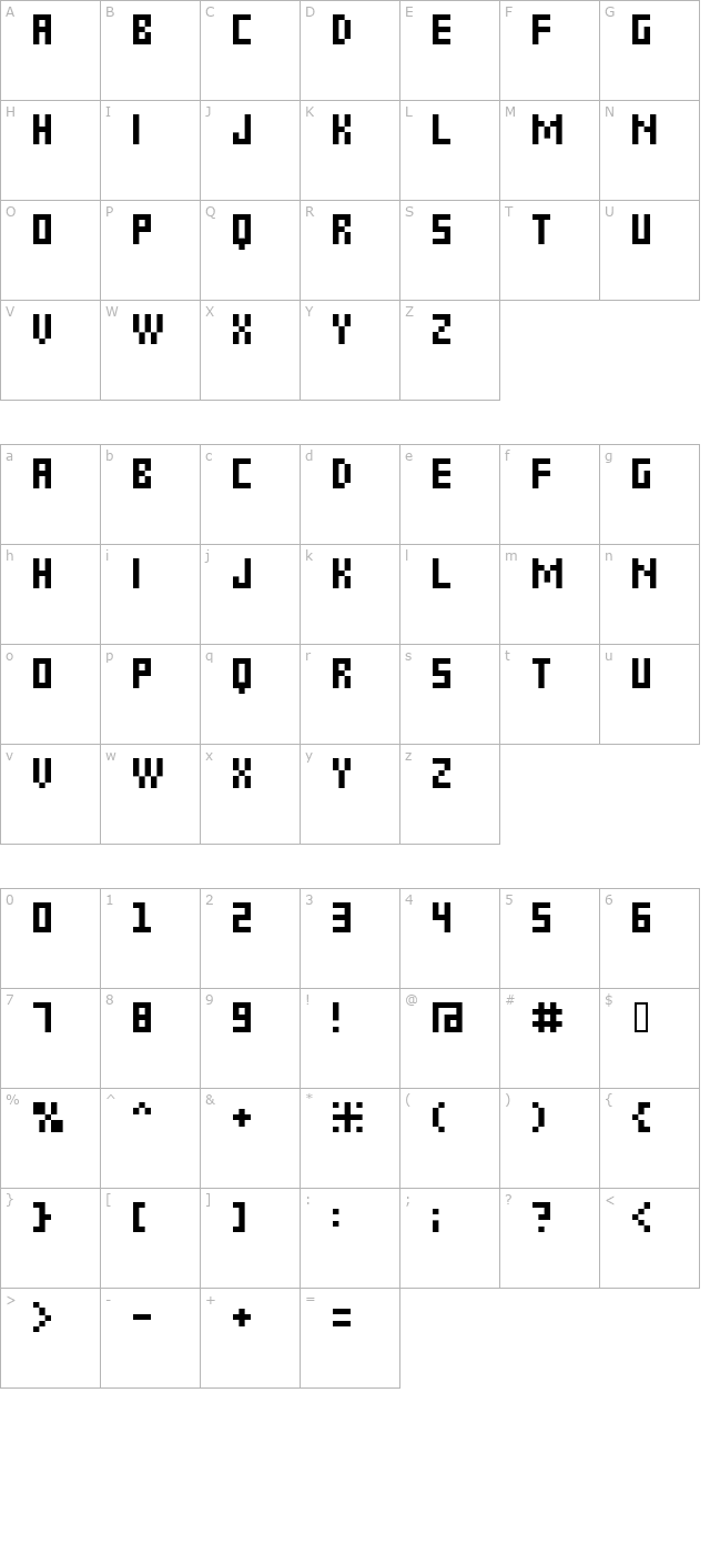 6px2bus character map