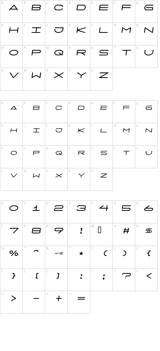 7-days-oblique character map