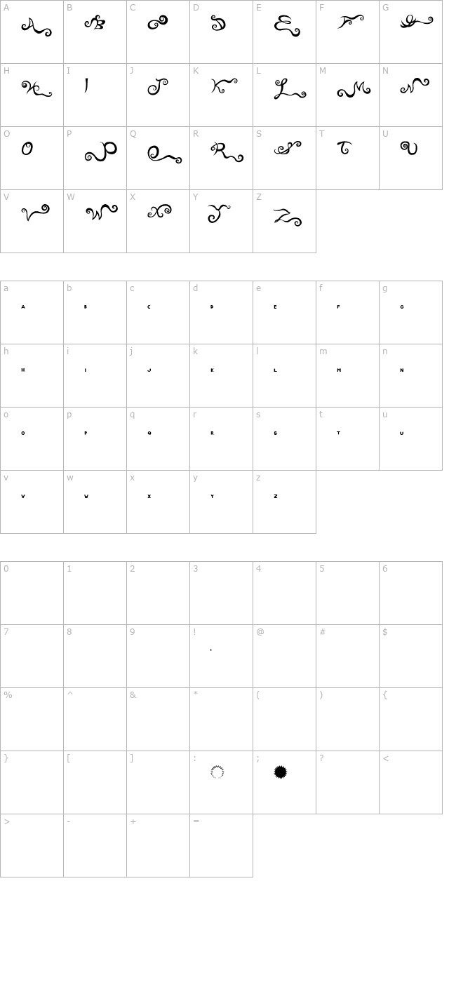 70Wonta character map