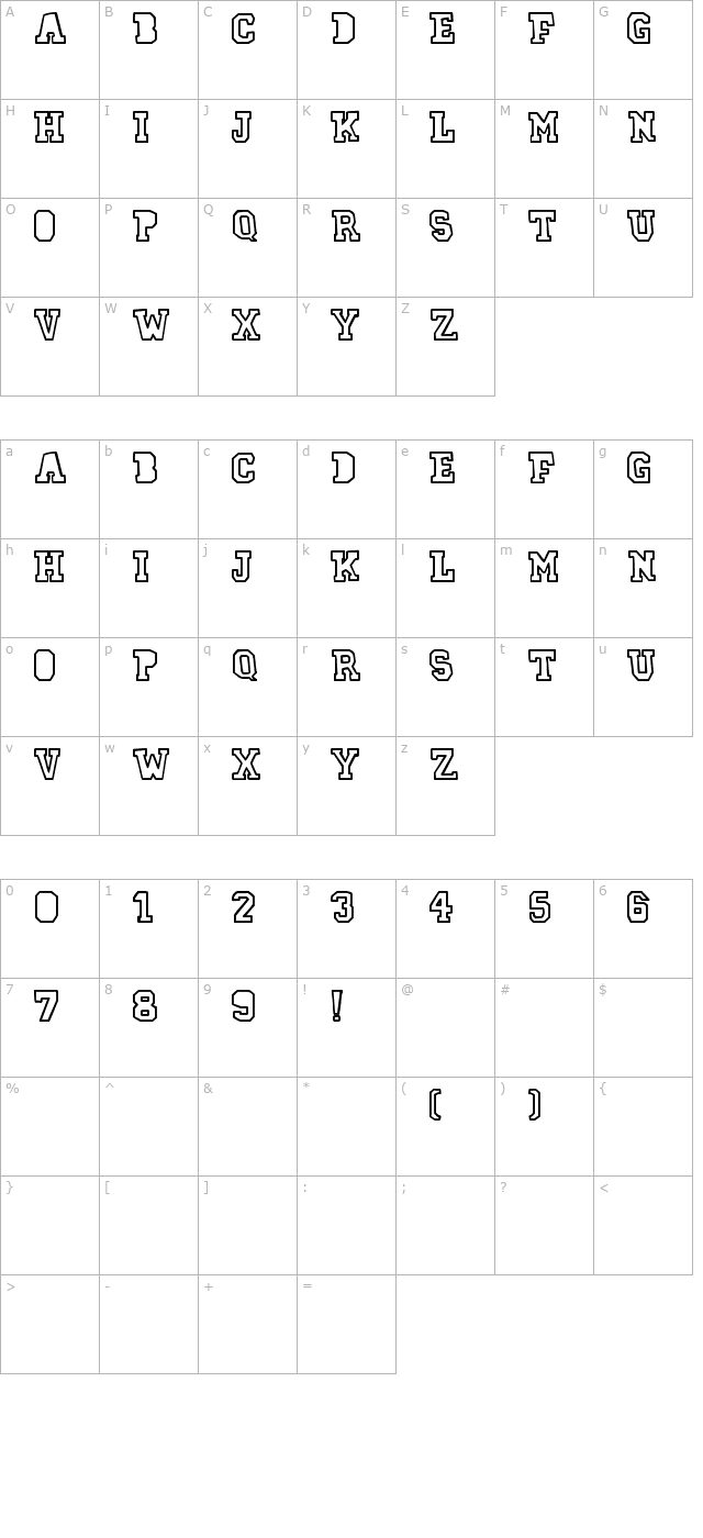 78 skate outline character map