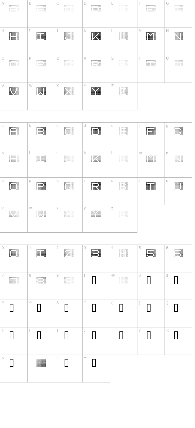 7inch-regular character map