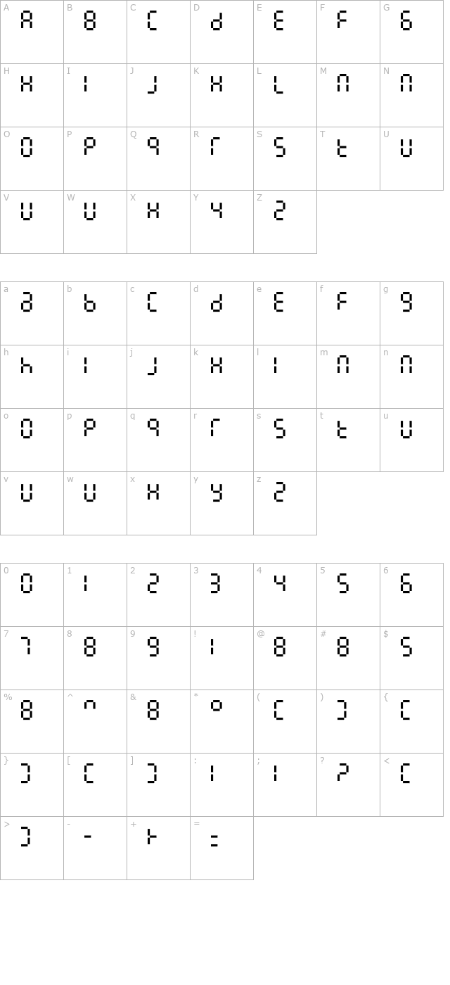 7LineDigital character map