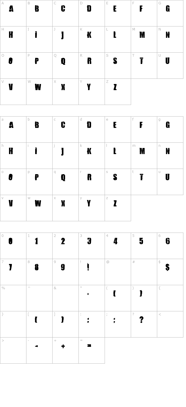 84 Rock ! character map