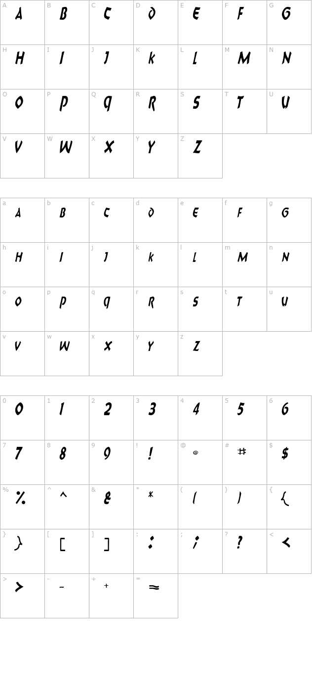 8ballscriptscapsssk-italic character map