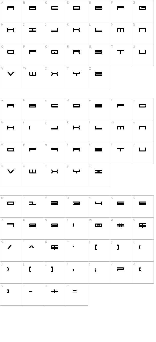 911 Porscha Bold character map