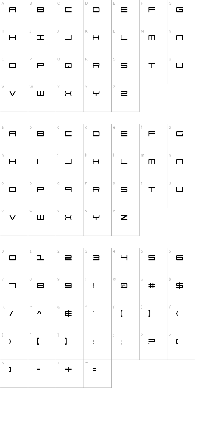 911 Porscha Condensed character map