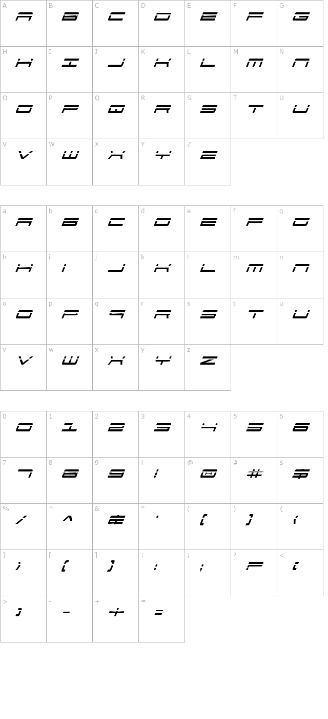 911-porscha-laser-italic character map