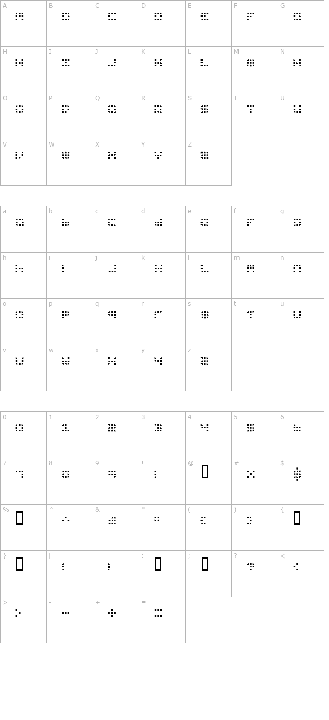 9sqgrd-thin character map