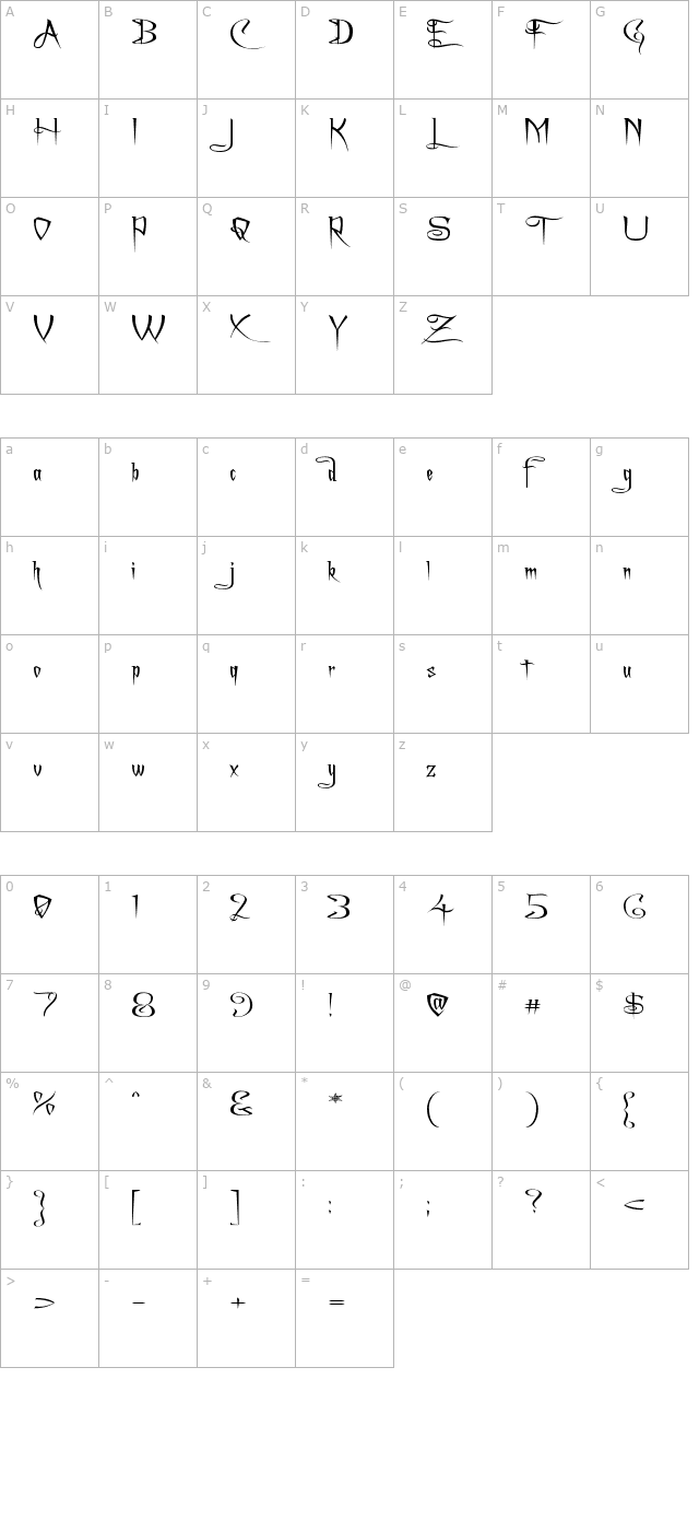 a-charming-font-expanded character map
